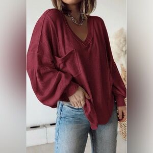 Red Long Sleeve Top